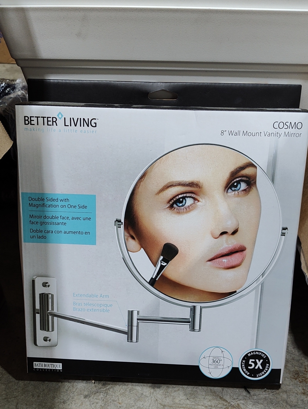 Cosmo 8" Wall Mount Vanity Mirror - Chrome-new